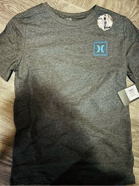 Hurley Boys Charcoal Heather Tee with Blue Logo